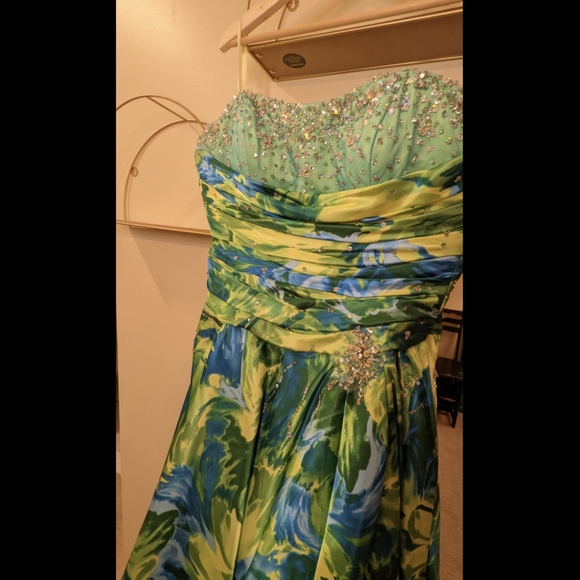 Neon Green Princess Prom Dress - Picture 6 of 9